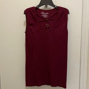 Burgundy sleeveless blouse